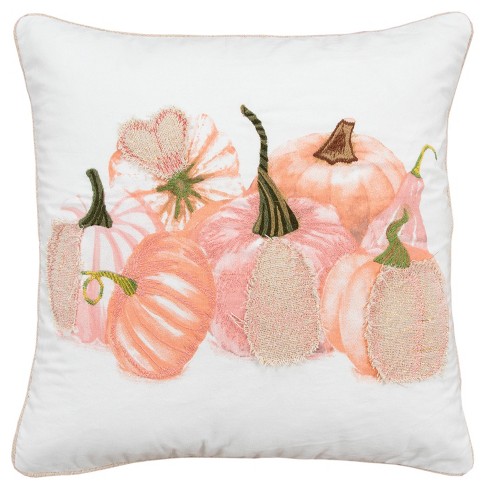 Glitzhome 20 in. Fall Embroidered Pumpkin Pillow