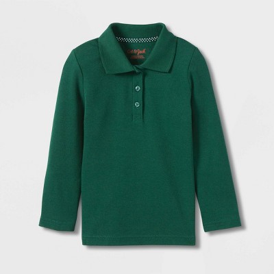 Toddler Girls Long Sleeve Interlock Uniform Polo Shirt Cat Jack Dark Green 5t Target