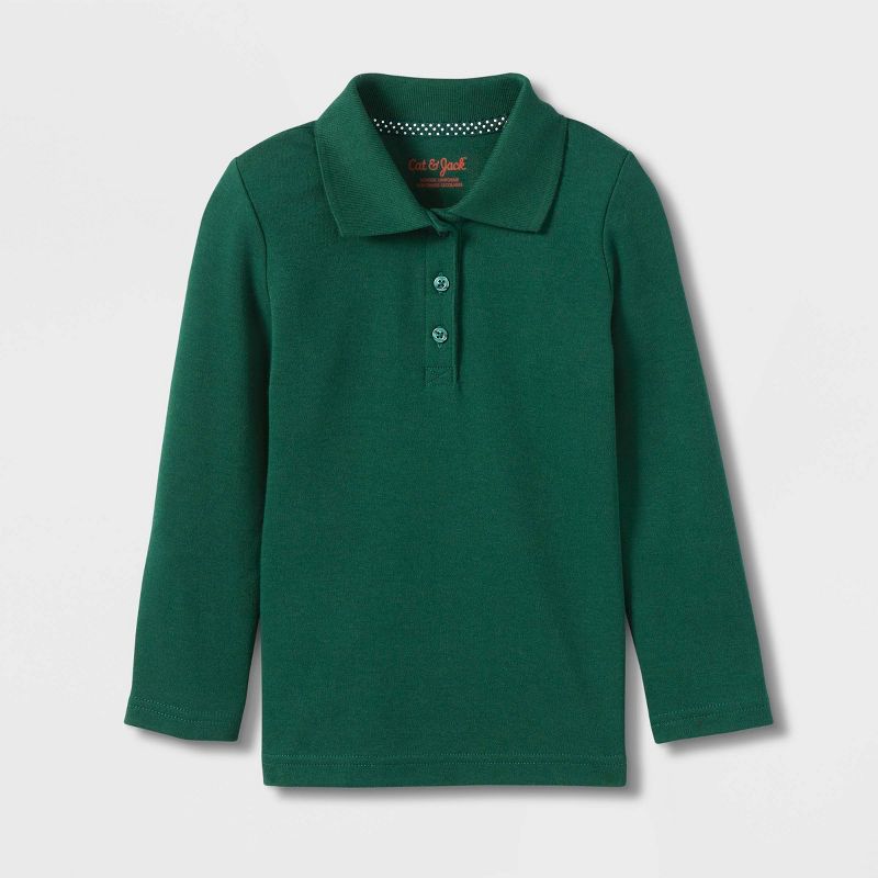 Toddler Girls&#39; Long Sleeve Interlock Uniform Polo Shirt - Cat &#38; Jack&#8482;, 1 of 4