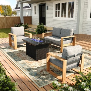 LayinSun Aluminum Patio Furniture Set with Fire Pit Table, Oversized Seat with Hight Back, Outdoor Conversation Sets - 1 of 4