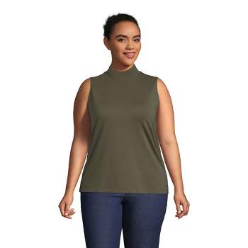Allegra K Women's Sleeveless Mock Neck Fitting Knit Basic Vest Sweater Tank  Tops Green Large : Target