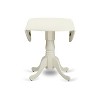 East West Furniture, 5 Piece Modern Dining Table Set Includes a Round Kitchen Table with Dropleaf and 4 Upholstered Chairs, linen white - 4 of 4