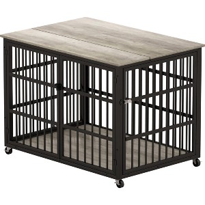 Gulches ransform Your Home into a Dog - Friendly Haven: Grey Wrought Iron Dog Crate with Side Access - 1 of 4