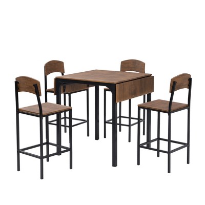 NicBex 5 Piece Dining Table Set for 4 People Modern Farmhouse 39.4 Inch Kitchen Table with 4 Metal Legs Dining Chairs for Living Room