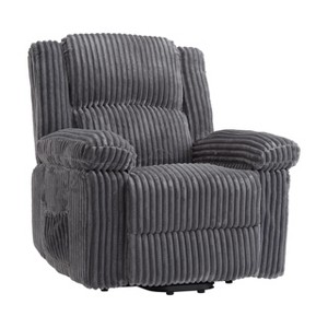 Corduroy Recliner Chair w/ Handle & Pillow Top Arms - 400LB Capacity Manual Recliner, Thick Padding & Side Pocket for Home - 1 of 4