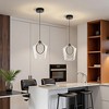 POWLIG 7.68 Inch Modern LED Pendant Light - 1-Light Adjustable Black Hanging Fixture with Transparent Glass Shade - 3 of 4
