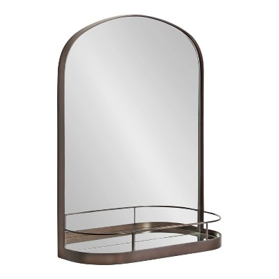 Kate and Laurel Peyson Framed Arch Mirror with Shelf, 18x24, Bronze
