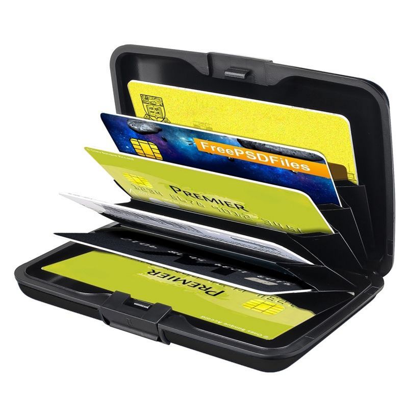 Zodaca Black Aluminum Pocket Waterproof Business ID Credit Card Wallet Holder Case Metal Box Pocket, 2 of 6