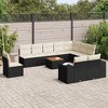 vidaXL Patio Sofa Set with Cushions Outdoor Furniture 11 Piece Poly Rattan - Black and Cream - 2 of 4