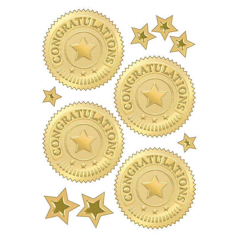 Trend Enterprises 2" Congratulations (Gold) Award Seals Stickers (T-74011-6) , 2 of 4
