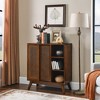 ORRD Mid-Century Modern Rattan Sideboard, Buffet Cabinet with Adjustable Shelf and Solid Wood Feet, Dark Wood - 2 of 4
