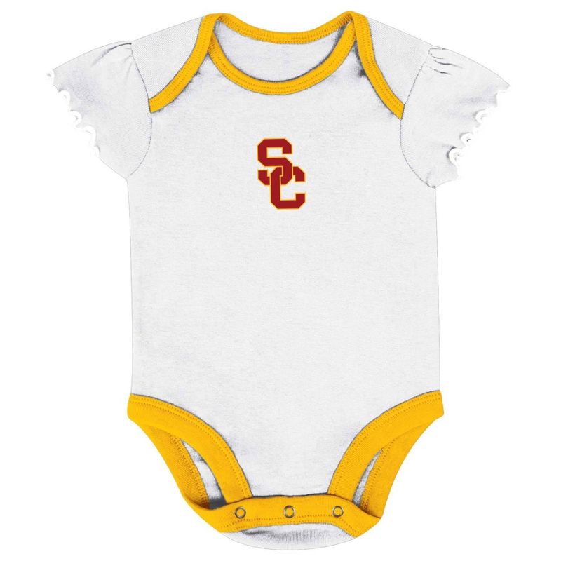 NCAA USC Trojans Infant Girls&#39; 3pk Bodysuit Set, 3 of 5
