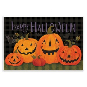 Stupell Industries Halloween Smiling Jack-o-Lanterns Wall Plaque Art - 1 of 4