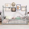 KWPZQEB Floor Bed with Safety Guardrails for Kids, Montessori Bed with Tent-Shaped & Wood Slats, Floor Bed Frame for Girls and Boys - 2 of 4