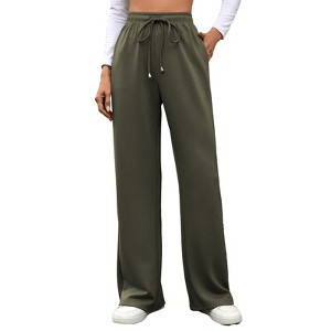 Coolmee Women's Wide Leg Pants Flowy Casual Pants Straight Leg Elastic Waisted Stretch Palazzo Pants - 1 of 4