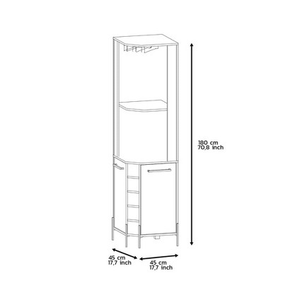 Macadamia Wood Finish Corner Bar Cabinet with Wine Storage