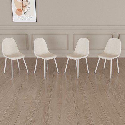 Dining Chairs Set of 4, Modern Accent Chairs, with Sturdy Black Metal Legs