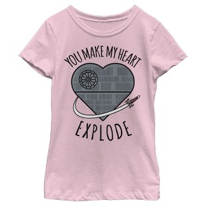 Girl's Star Wars Valentine Death Star Heart T-Shirt - 1 of 3