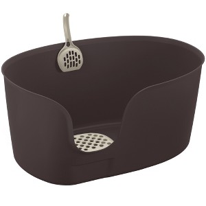 Richell PAW TRAX High Wall Cat Litter Box XL, High Sides Cat Litter Box w/Scoop - 1 of 4