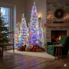 8FT/6FT/4FT Pre-Lit Pencil Christmas Trees Set of 5, Snow-Flocked Slim Design, 1820 Tips, 350 LED Lights, 11 Modes, Perfect Xmas Holiday Decoration - 3 of 4