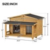 PexFix 47.2" Large Wooden Dog House With Porch Solid Wood Outdoor & Indoor Dog Crate Cabin Style 2 Doors Brown - 3 of 4