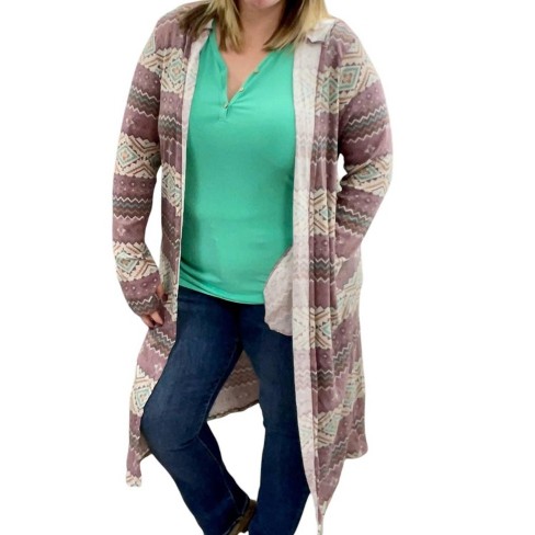 Women's Aztec Hooded Cardigan - honeyme - image 1 of 3