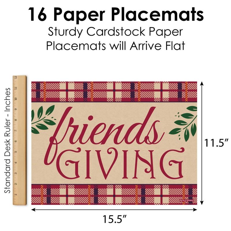 Big Dot of Happiness Friends Thanksgiving Feast - Party Table Decorations - Friendsgiving Party Placemats - Set of 16, 5 of 7