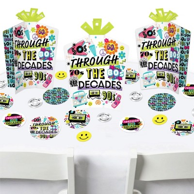 Big Dot of Happiness Through the Decades - 50s, 60s, 70s, 80s, and 90s  Party Decor and Confetti - Terrific Table Centerpiece Kit - Set of 30