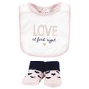 Hudson Baby Infant Girl Cotton Bib and Sock Set, Love At First Sight, 0-9 Months - 4 of 4