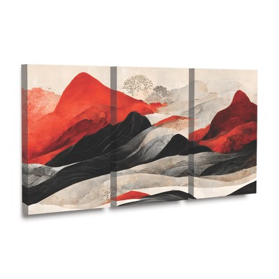 Treechild Red and Black Abstract Landscape Canvas Art Set