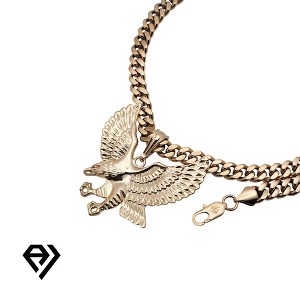 Aria Jeweler 10mm Cuban Chain With Eagle Pendent - 1 of 4