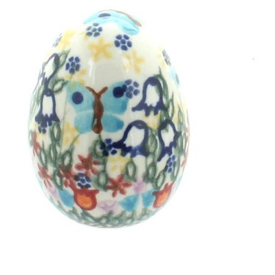 Blue Rose Polish Pottery Garden of Eden Small Decorated Egg