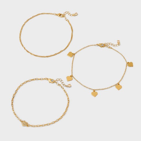 Paperclip Chain Bracelet Set 3pc - A New Day™ Gold : Target