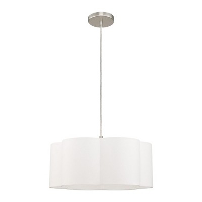 Chelsea Brushed Nickel 1-Light Pendant with Off-White Fabric Shade