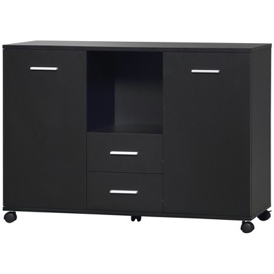 Black Particle Board Multifunction Office Filing Cabinet with Drawers and Shelves