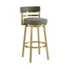 HomeRoots 30" Gray and Gold Faux Leather and Stainless Steel Low Back Bar Height Swivel Bar Chair - 4 of 4