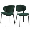 SEVOBAL Dining Chairs Set of 2 Dark Green Boucle Fabric Chairs with Black Metal Legs and Cantilevered Design, Green, 22.83"*18.7"*33.07" - 3 of 4
