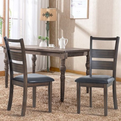 Upholstered Dining Chairs Set of 2, PU Leather Dining Room Kitchen Side Chair, Black