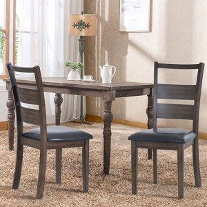Upholstered Dining Chairs Set of 2, PU Leather Dining Room Kitchen Side Chair, Black - 1 of 4