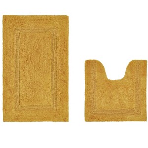 Lux Premium 100% Cotton Tufted Solid Reversible 2 PC Bath Rug Set – Ultra-Soft, Water-Absorbent, Durable, Machine Washable Bathroom Rug - 1 of 4