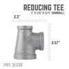 Pipe Decor 1 in. x 1/2 in. x 3/4 in. Black Reducing Tee - 3 of 4