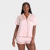 Women's Satin Short Sleeve Notch Collar Shirt and Shorts Pajama Set - Wild Fable™ - 4 of 4