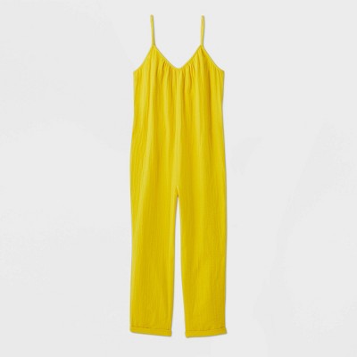 yellow overalls dress