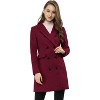 Allegra K Women's Elegant Notched Lapel Double Breasted Long Sleeve Winter Overcoat - 3 of 4