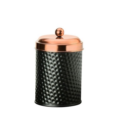 Amici Home Ashby Small Metal Storage Canister, Black Matte with Copper Lid, Ideal for Storing Snacks and Food Items in Kitchen and Pantry