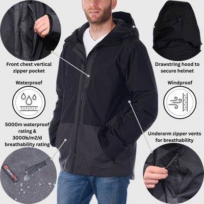 Мужские куртки Alpine Swiss Mens Waterproof Ski Jacket Hooded Snowboarding Coat Warm Winter Snow Jacket Raincoat Black Charcoal Small — фото 2