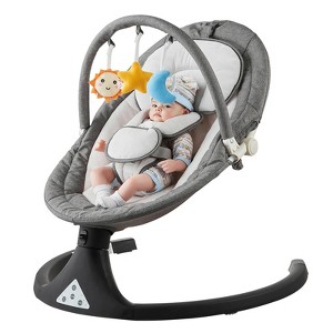 VEVOR Baby Swing, 5-Speed Baby Rocker with 3 Seat Position, Portable Infant Swing for Newborn with PVC Touch Panel, Remote Control, Bluetooth, Grey - 1 of 4