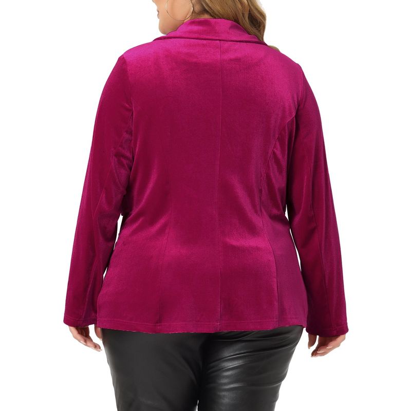 Agnes Orinda Women's Plus Size Velvet Button Notched Lapel Formal Office Blazers, 4 of 6