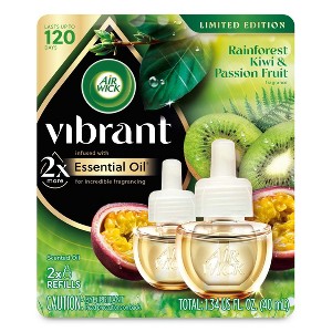 Air Wick Vibrant Scented Oil Air Freshener Refills - Rainforest Kiwi & Passion Fruit - 0.67 fl oz/2ct - 1 of 4