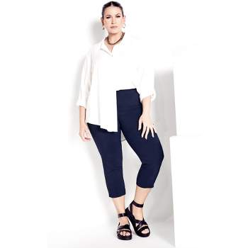 Women's Plus Size Super Stretch Crop Pant - navy | AVENUE